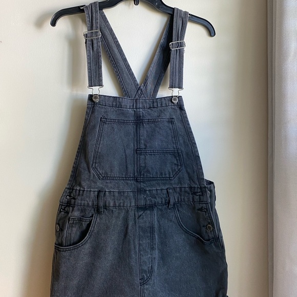 Magnolia Boutique Pants - Magnolia Boutique Charcoal Gray Denim Overall Shorts